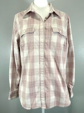Ridgecut Women's Mauve Cream Plaid Flannet Shirt heavyweight ridgecut workwear L
